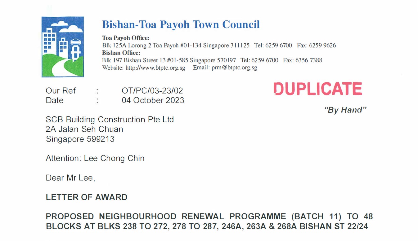 Neighbourhood Renewal Programme (Batch 11) to 48 Blocks at Blks 238 to 272,278 to 287, 246A, 263A & 268A BISHAN ST 2224